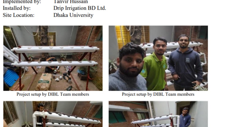 University of Dhaka (Curzon Hall Campus): Modern Vertical NFT Hydroponic Polyhouse Installed by Drip Irrigation BD Ltd. (DIBL)